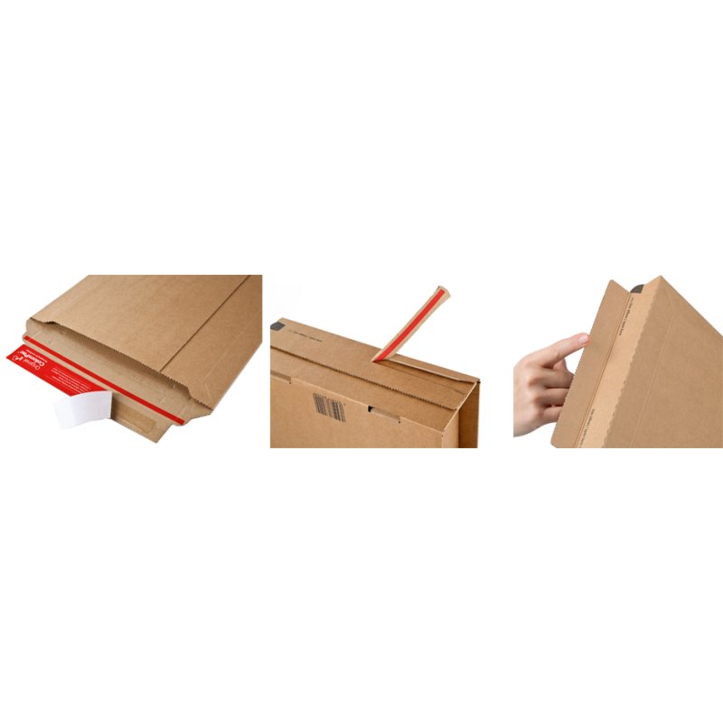 ColomPac carton fond éclair avec fermeture auto-adhésive, brun, 230×160×80 mm, 20 pcs